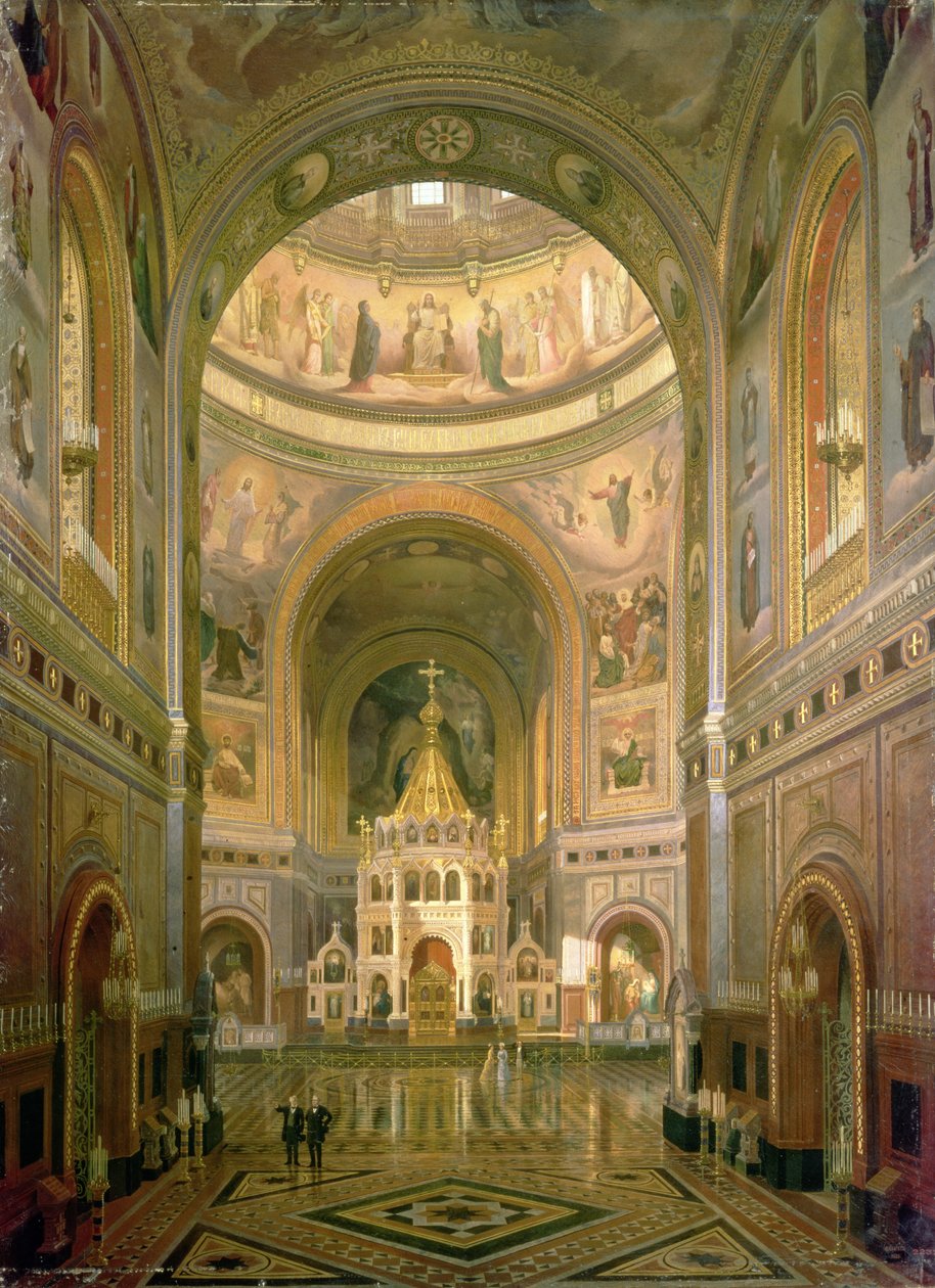 Wnętrze cerkwi Chrystusa Zbawiciela w Moskwie, 1883 r. autorstwa Fedor Andreevich Klages