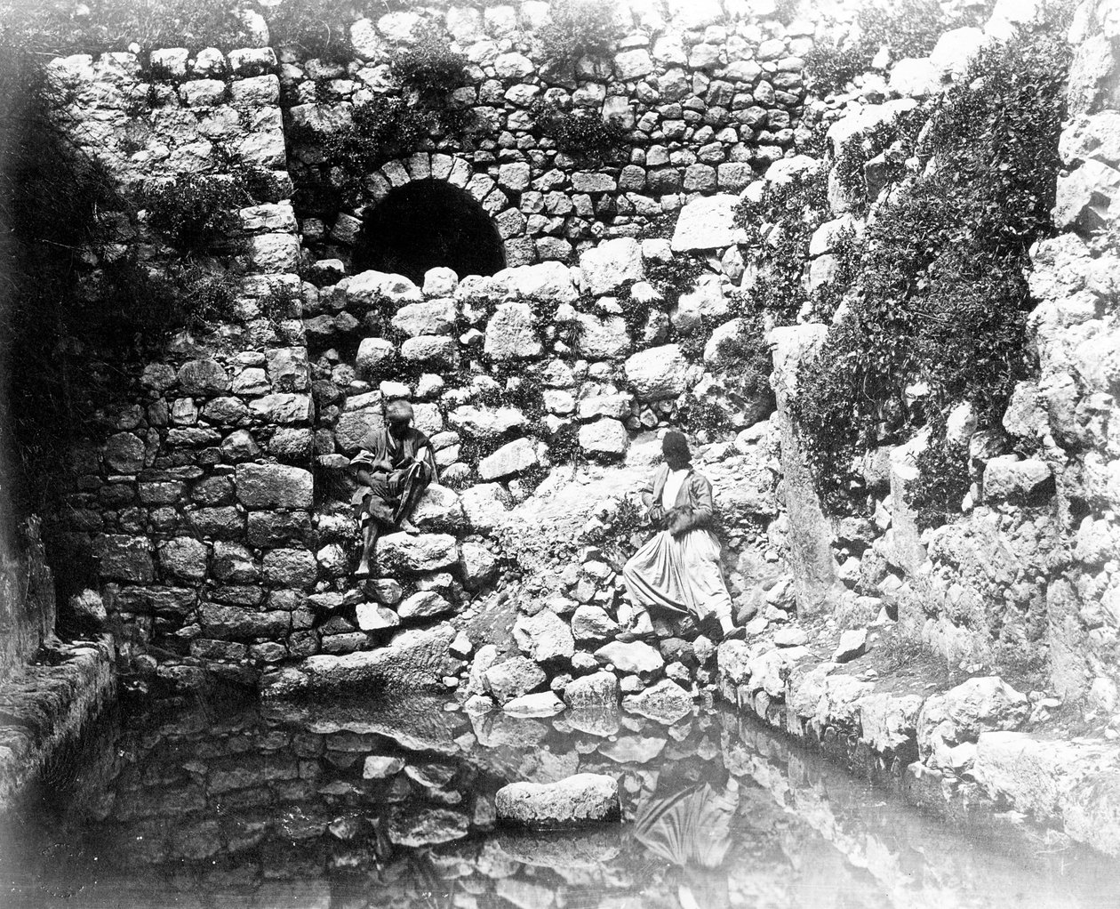 Sadzawka Siloam, Jerozolima, 1857 autorstwa Felice Beato