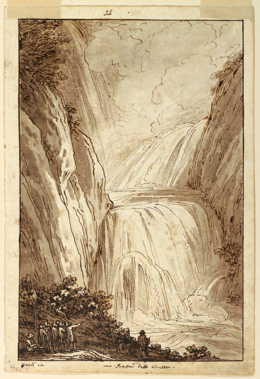 Rysunek przedstawiający Grotę Syreny w Tivoli, ok. 1813 r. autorstwa Felice Giani