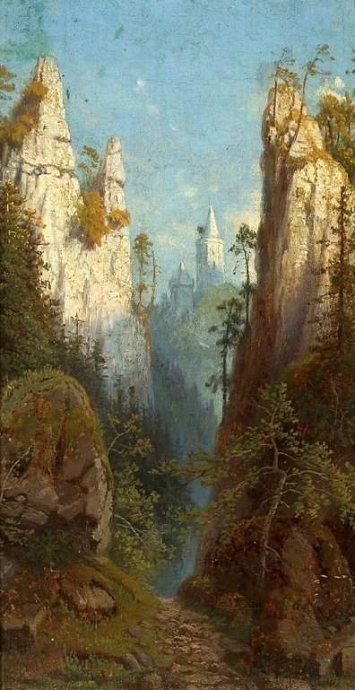 Widok zamku w Ojcowie Ojców nad Prądnikiem. autorstwa Feliks Brzozowski