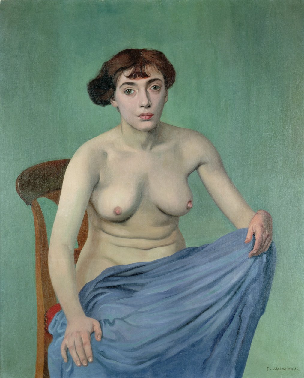 Nude w niebieskim materiale autorstwa Felix Edouard Vallotton