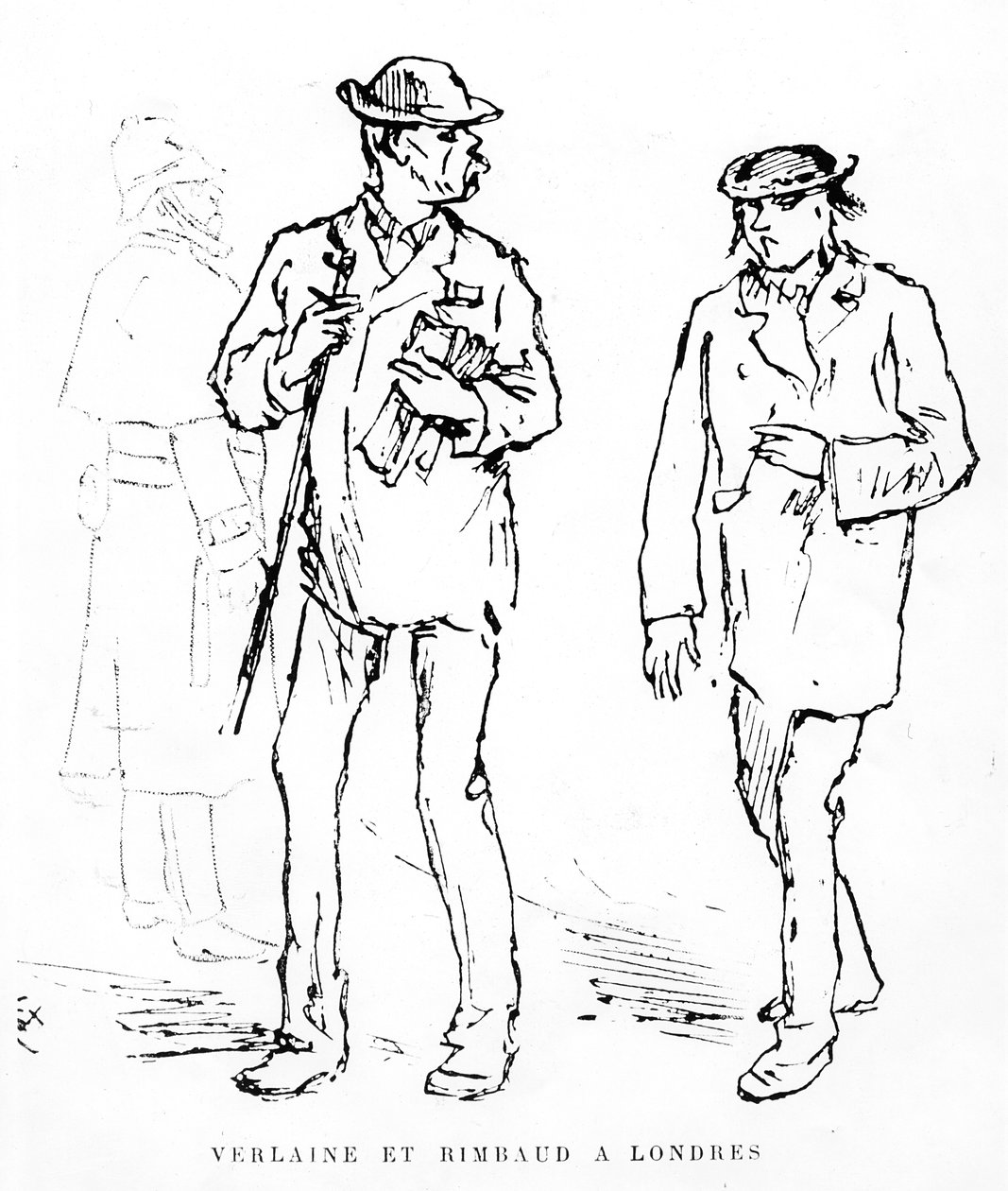 Paul Verlaine i Arthur Rimbaud w Londynie, 1872 autorstwa Felix Regamey