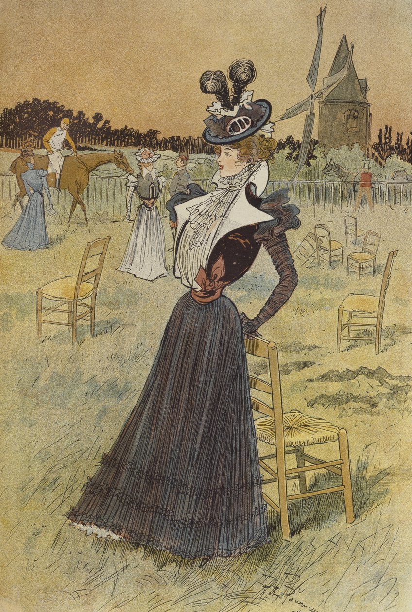 Talerz z modą, w Longchamp, ilustracja z „La Nouvelle Mode”, 1897 autorstwa Felix Fournery