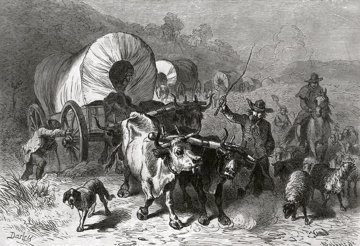 Emigracja do Kraju Zachodniego, grawerowane przez Bobbett autorstwa Felix Octavius Carr Darley