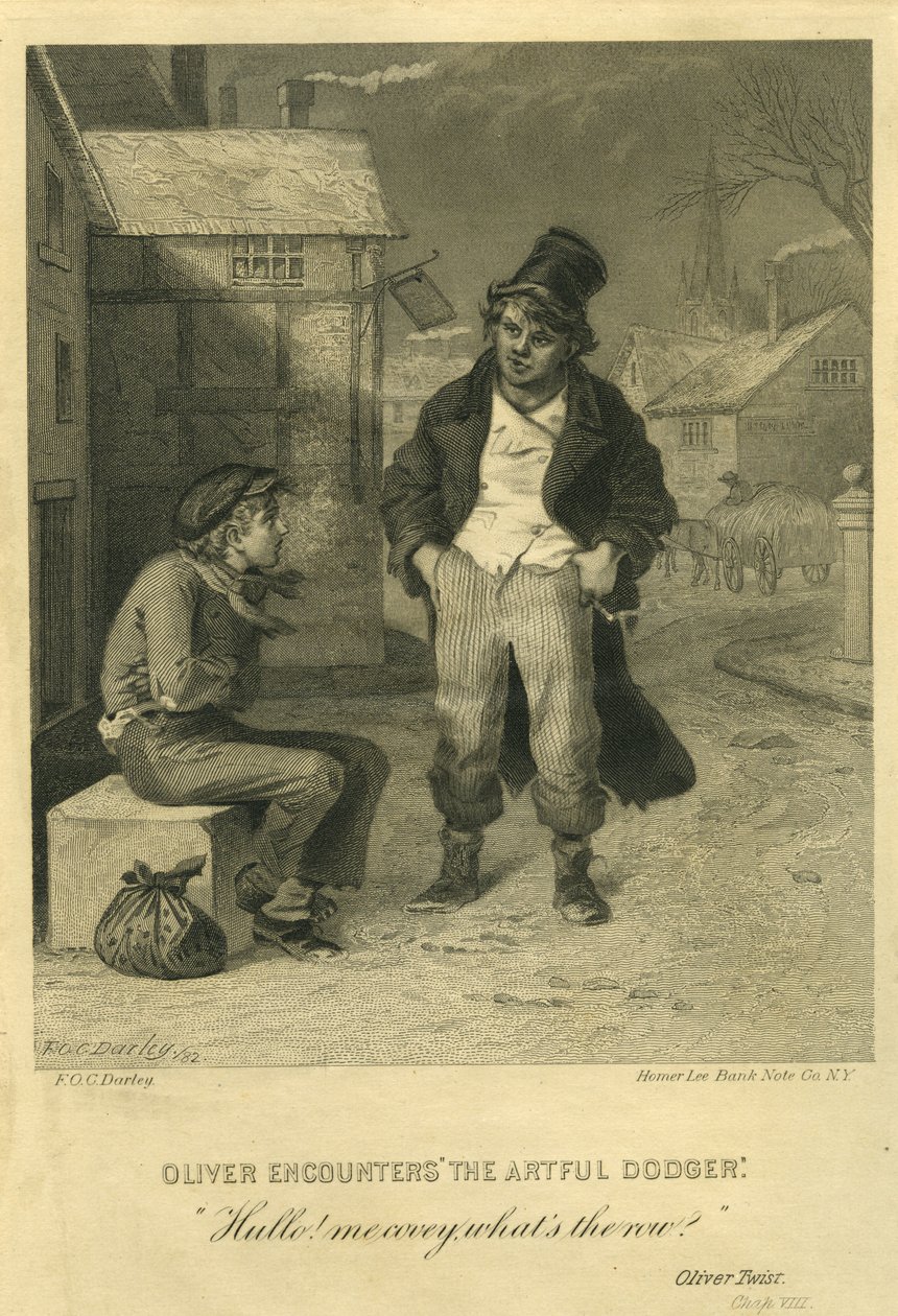 Oliver spotyka „Zręcznego Cwaniaka” autorstwa Felix Octavius Carr Darley