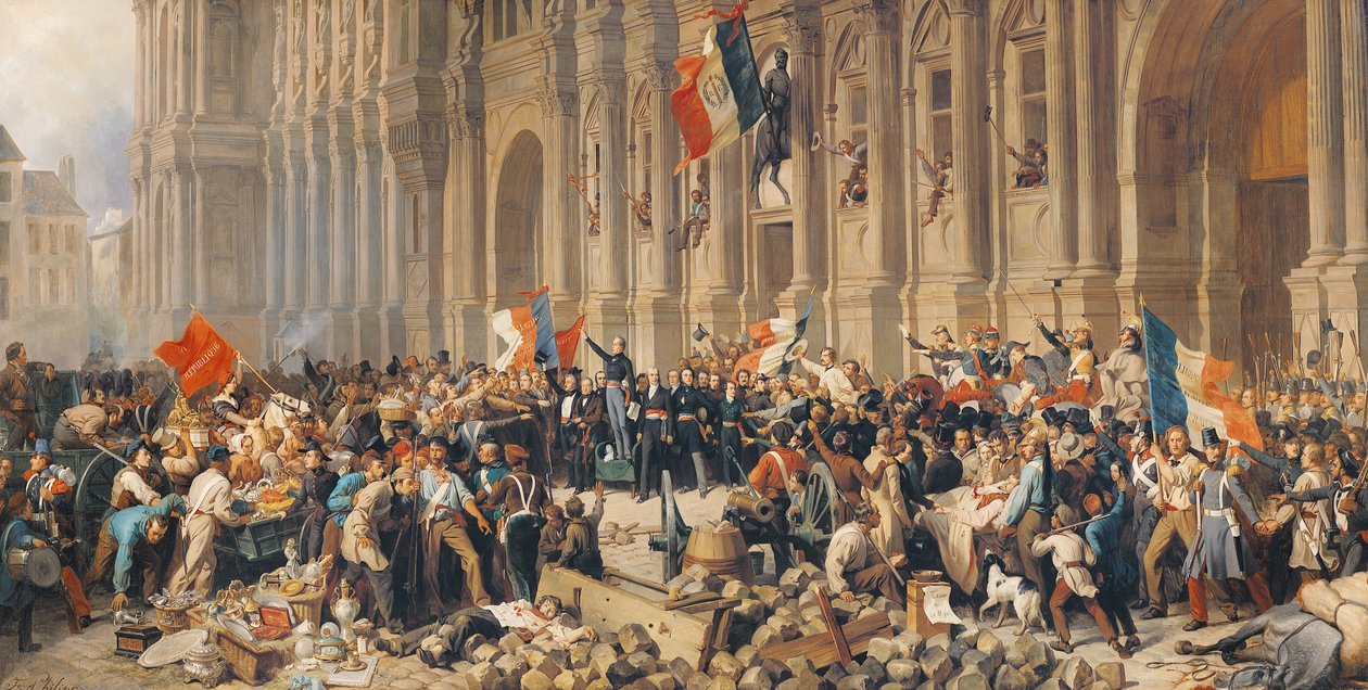 Lamartine odrzuca czerwoną flagę w 1848 roku autorstwa Felix Philippoteaux