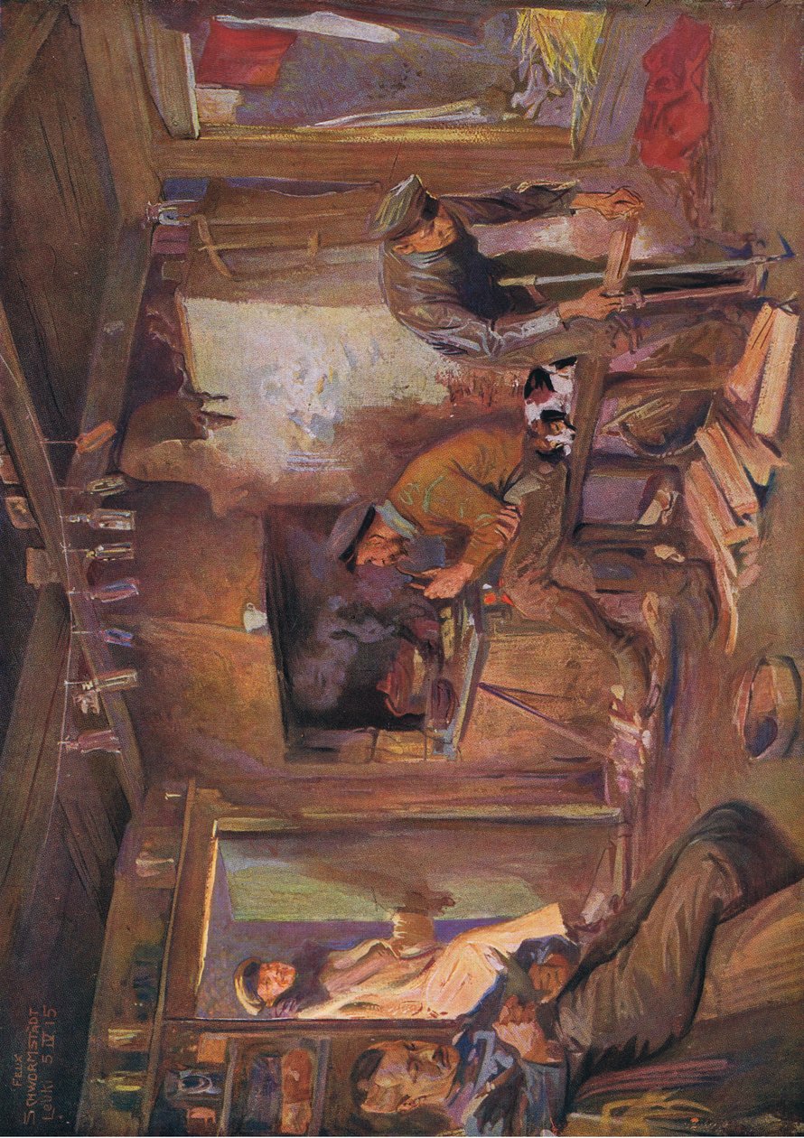 Osiedlenie na terytorium wroga, ilustracja z Hindenburga wydana przez Daterlandischer Derlag C U Weller Berlin, 1922 r. autorstwa Felix Schwormstadt