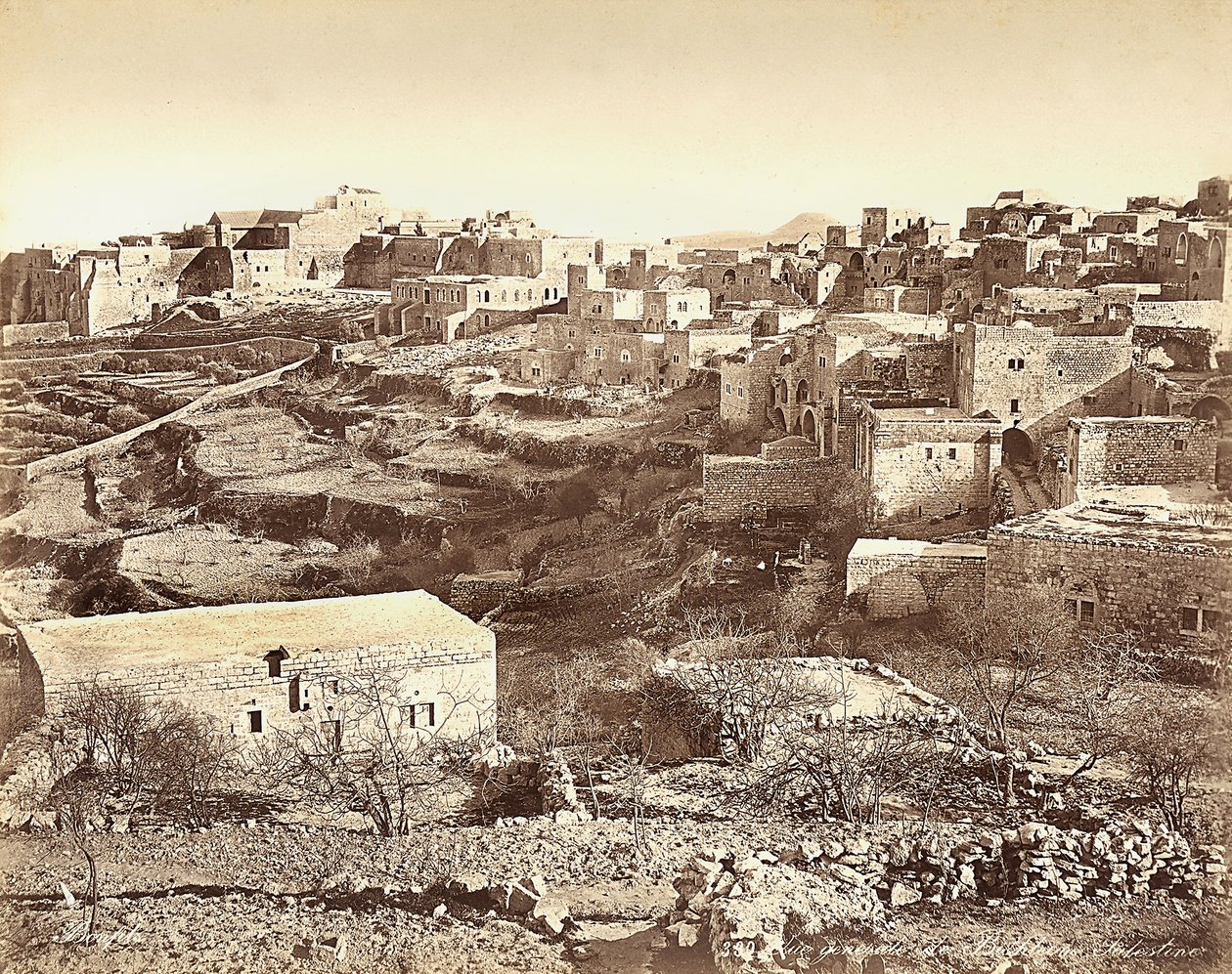 Panoramiczny widok na Betlejem, Izrael autorstwa Félix Bonfils