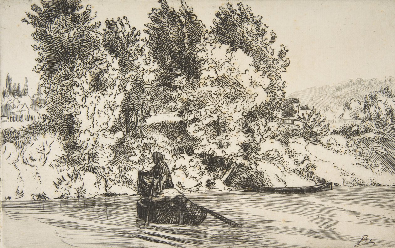 Rybak z siecią, 1868 r. autorstwa Felix Bracquemond