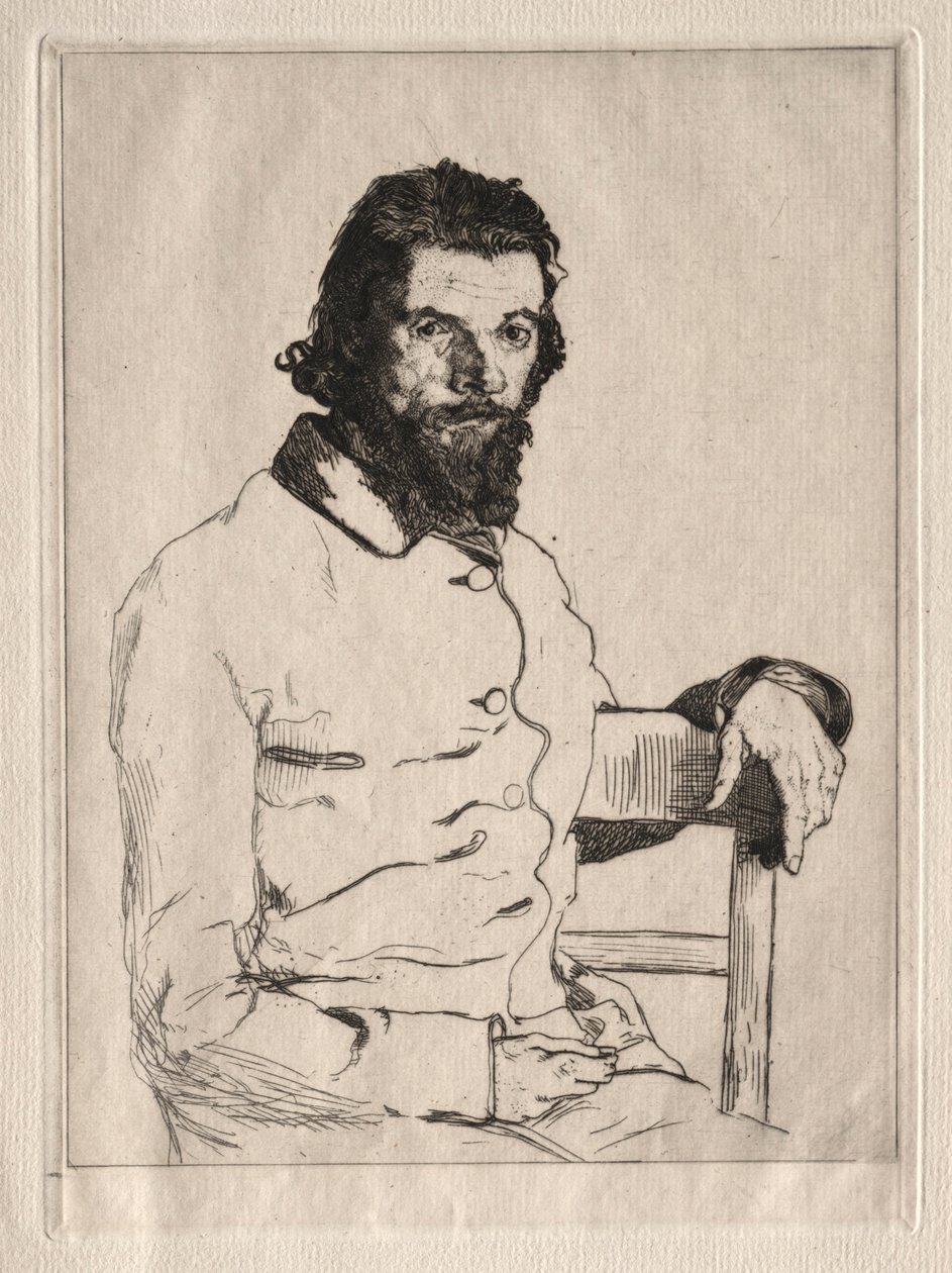 Portret siedzącego Meryona. autorstwa Felix Bracquemond