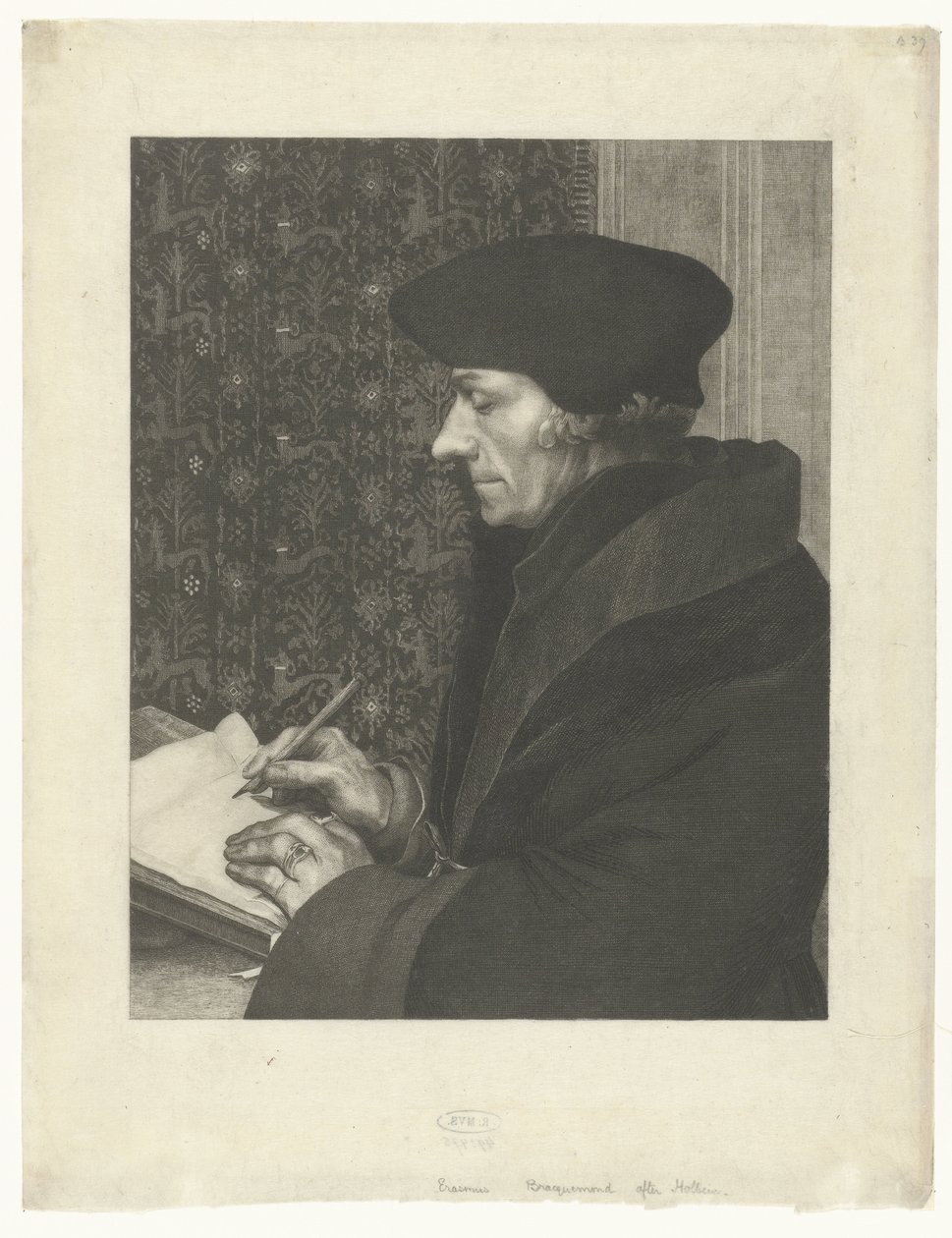 Portret Aberfortha Erazma autorstwa Felix Bracquemond