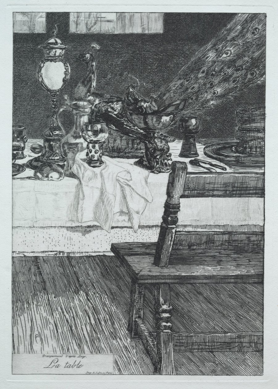 Stół według H. Leysa, 1868. autorstwa Felix Bracquemond