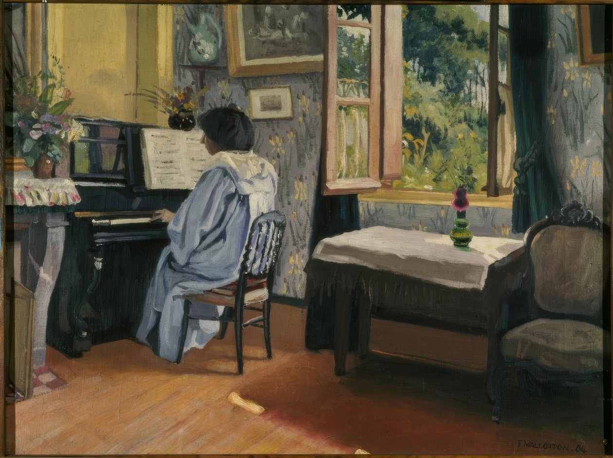 Pani przy fortepianie autorstwa Felix Edouard Vallotton