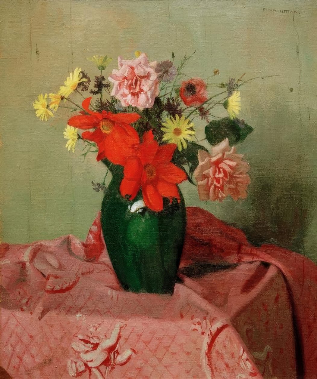 Róże i dalie autorstwa Felix Edouard Vallotton