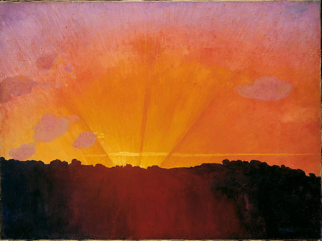 Zachód słońca, pomarańczowe niebo, 1910. autorstwa Felix Edouard Vallotton