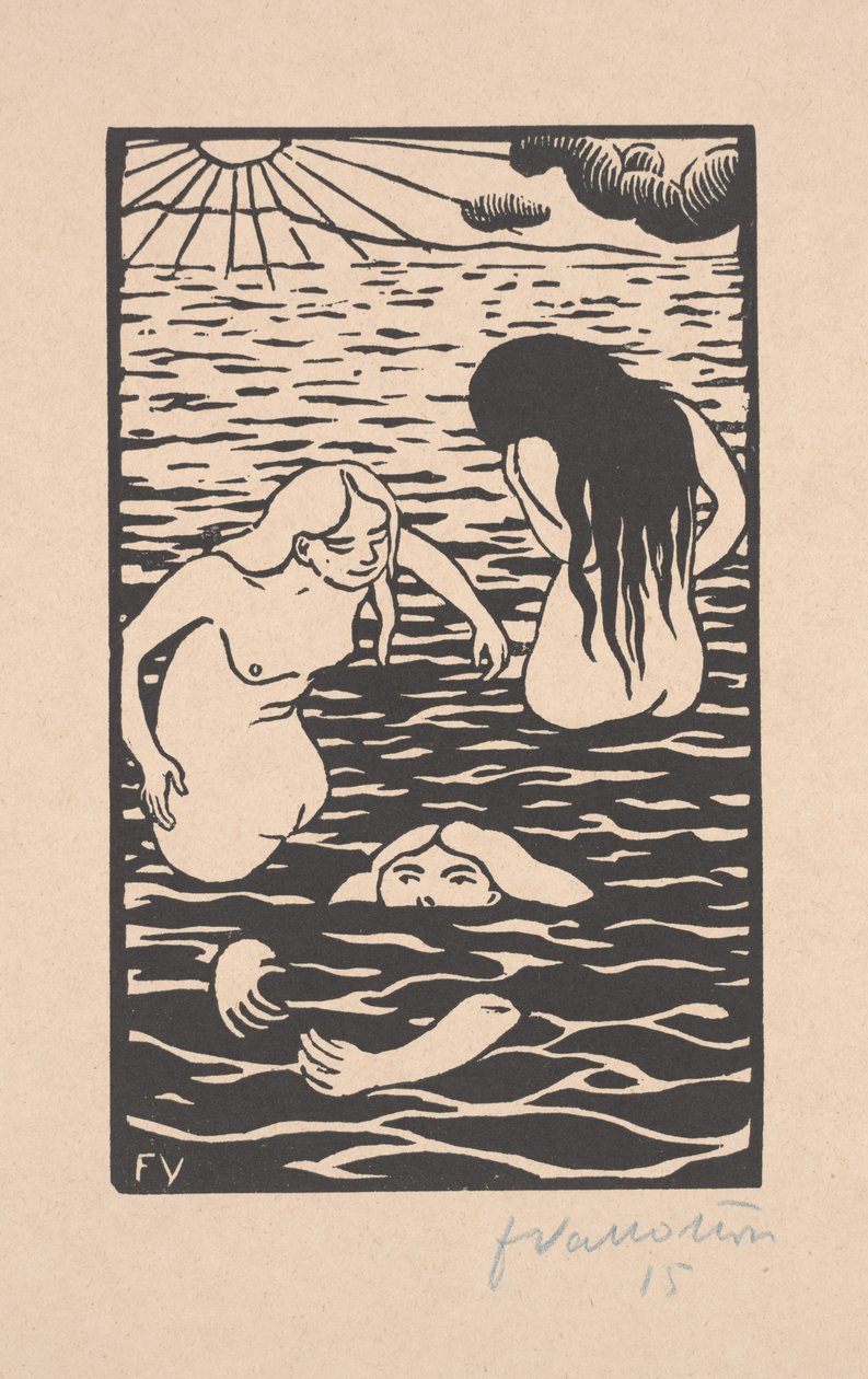 Trzech Kąpiących się autorstwa Felix Edouard Vallotton