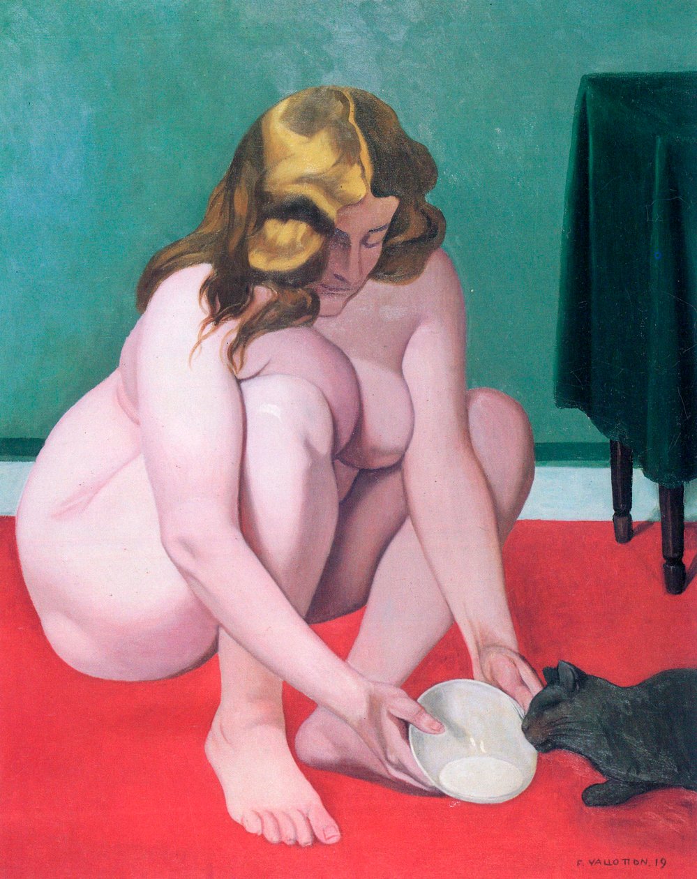 Kobieta z kotem”, 1919. autorstwa Felix Edouard Vallotton