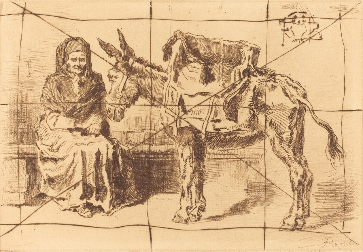 Cacoletière Assise (siedząca kobieta i tyłek) autorstwa Felix Hilaire Buhot