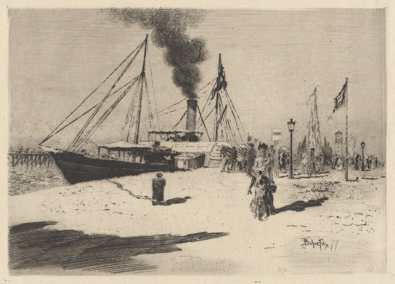 Molo w Trouville (Nabrzeże w Trouville) autorstwa Felix Hilaire Buhot