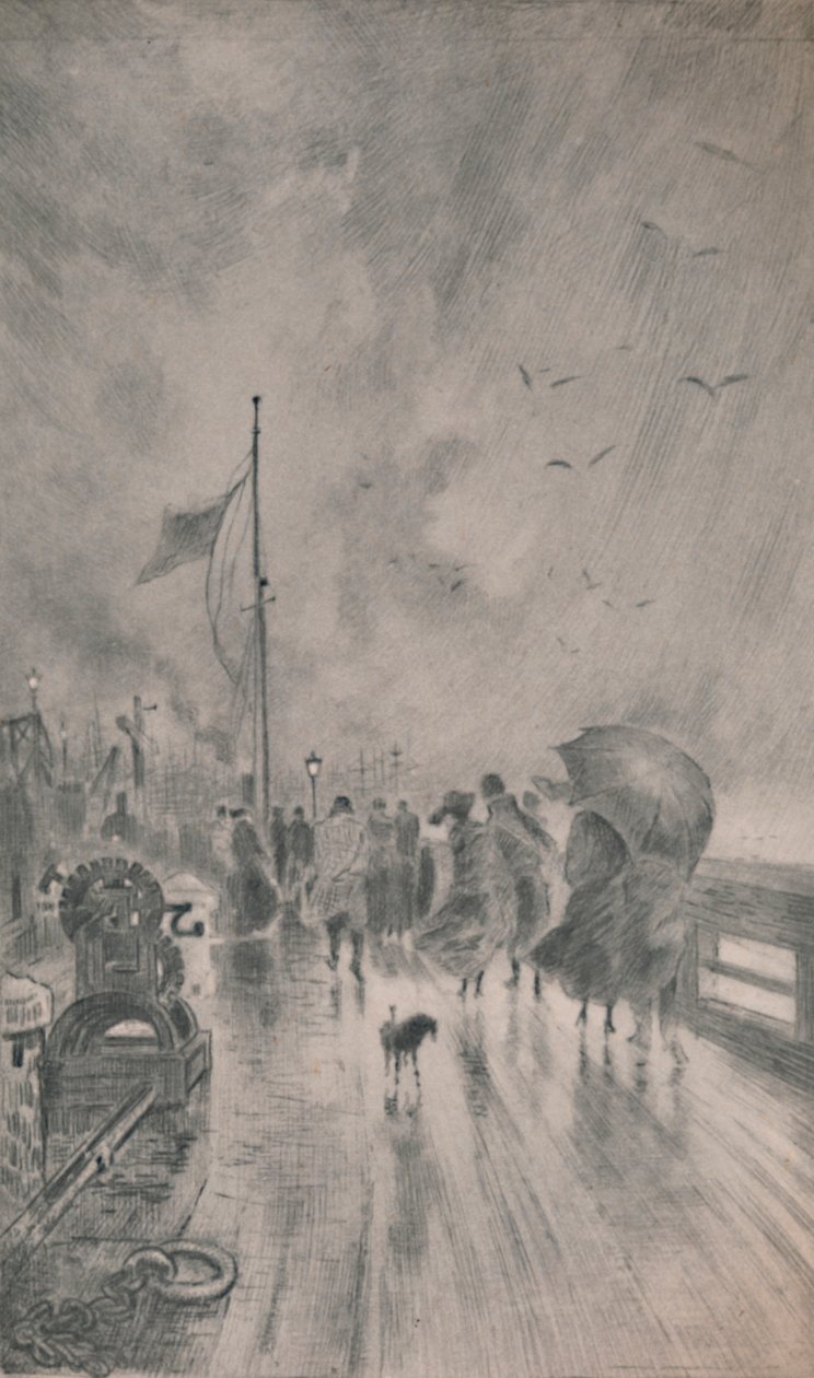 Lądowanie w Anglii, 1879, 1946 autorstwa Felix Hilaire Buhot