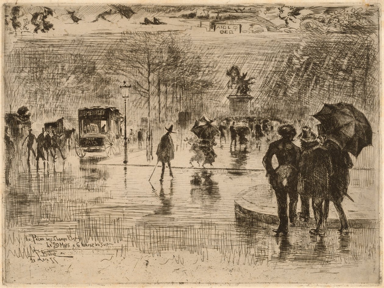 Powrót artystów, 1877. autorstwa Felix Hilaire Buhot