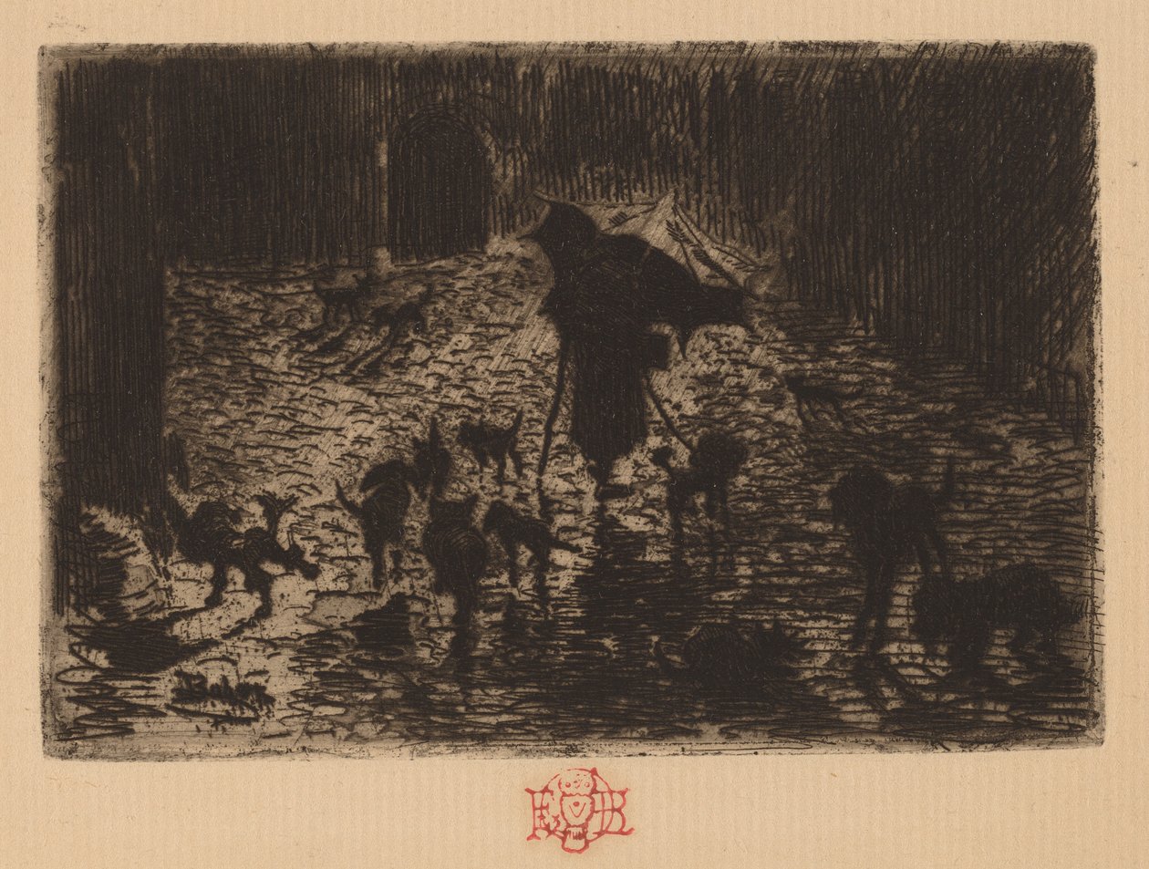 Les Noctambules Nocne krążowniki, 18761877. autorstwa Felix Hilaire Buhot