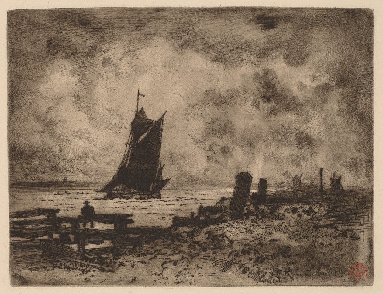 Marine: Pamiątka Medway autorstwa Felix Hilaire Buhot