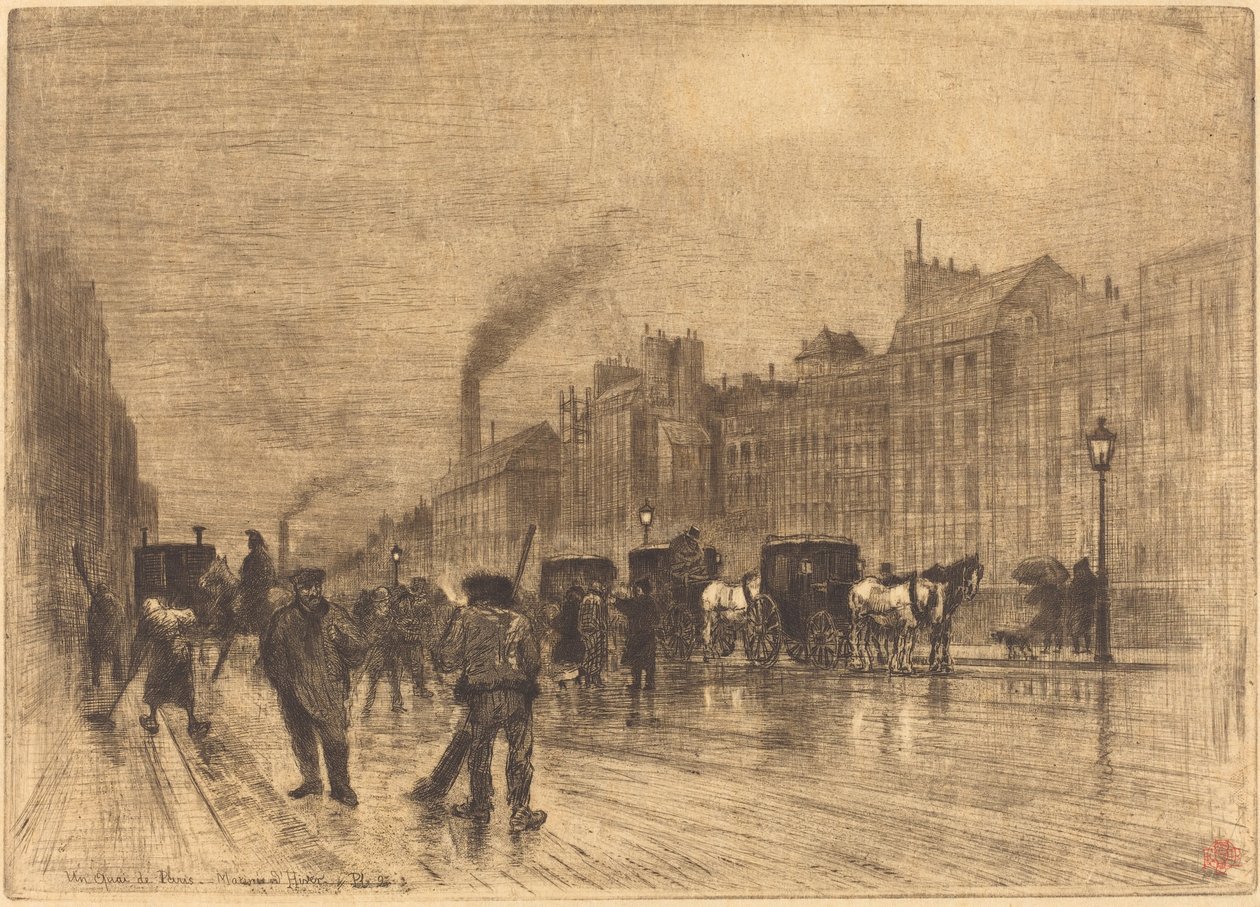 Zimowy poranek na nabrzeżu, 1883. autorstwa Felix Hilaire Buhot