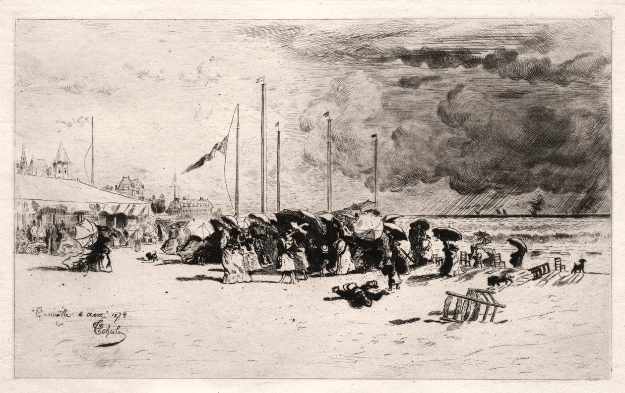 Szkwał w Trouville, 1874. autorstwa Felix Hilaire Buhot