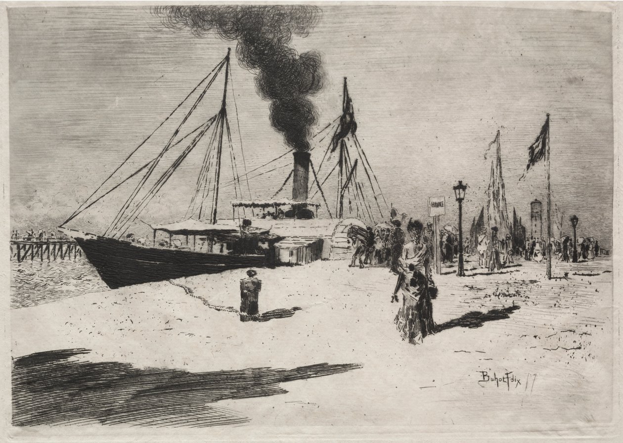 Nabrzeże w Trouville autorstwa Felix Hilaire Buhot