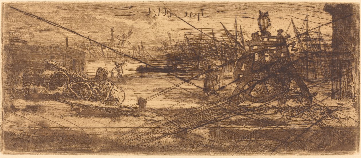 Stare podwórko w Rochester, 1879. autorstwa Felix Hilaire Buhot