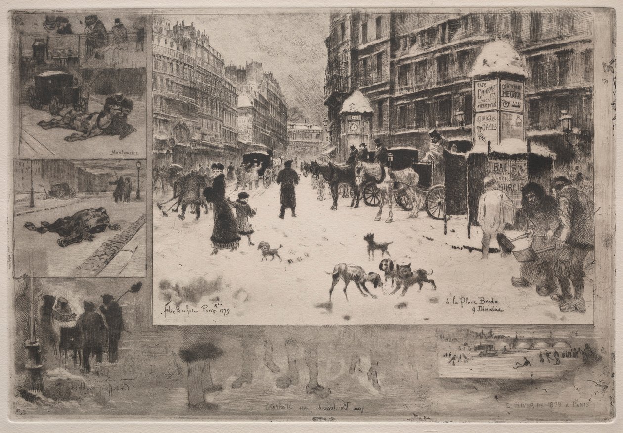 Zima w Paryżu, 1879. autorstwa Felix Hilaire Buhot