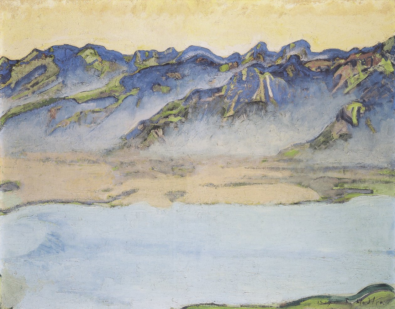 Rosnąca mgła nad Alpami Sabaudzkimi autorstwa Ferdinand Hodler