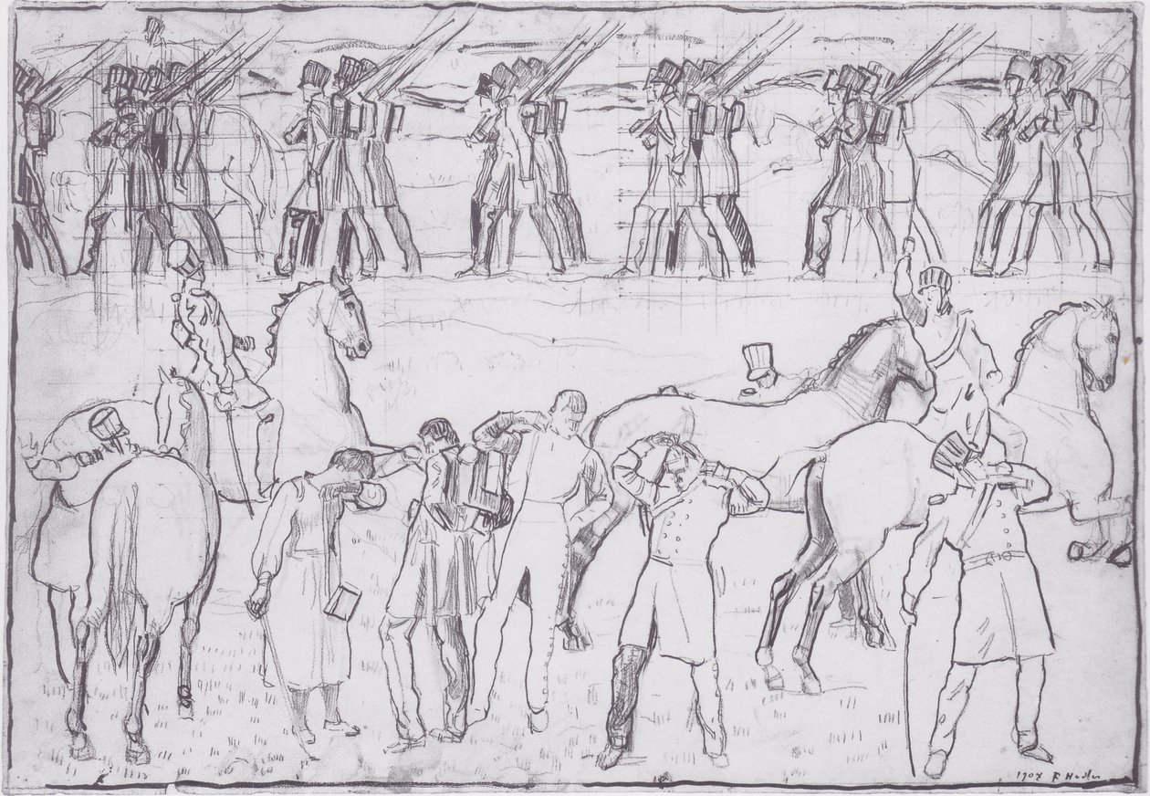 Wyjazd studentów niemieckich na wojnę o wolność 1813 r. autorstwa Ferdinand Hodler