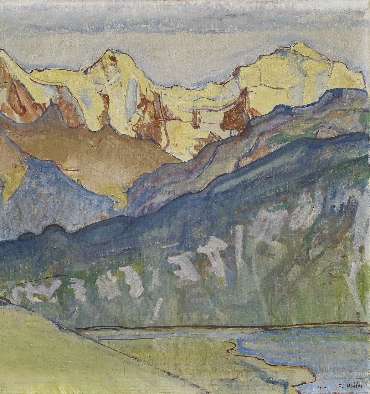 Eiger, Mönch i Jungfrau z Beatenberg autorstwa Ferdinand Hodler