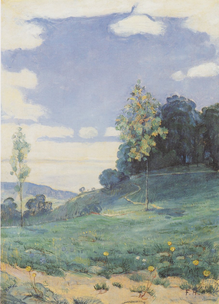 Krajobraz z dwoma małymi drzewami autorstwa Ferdinand Hodler