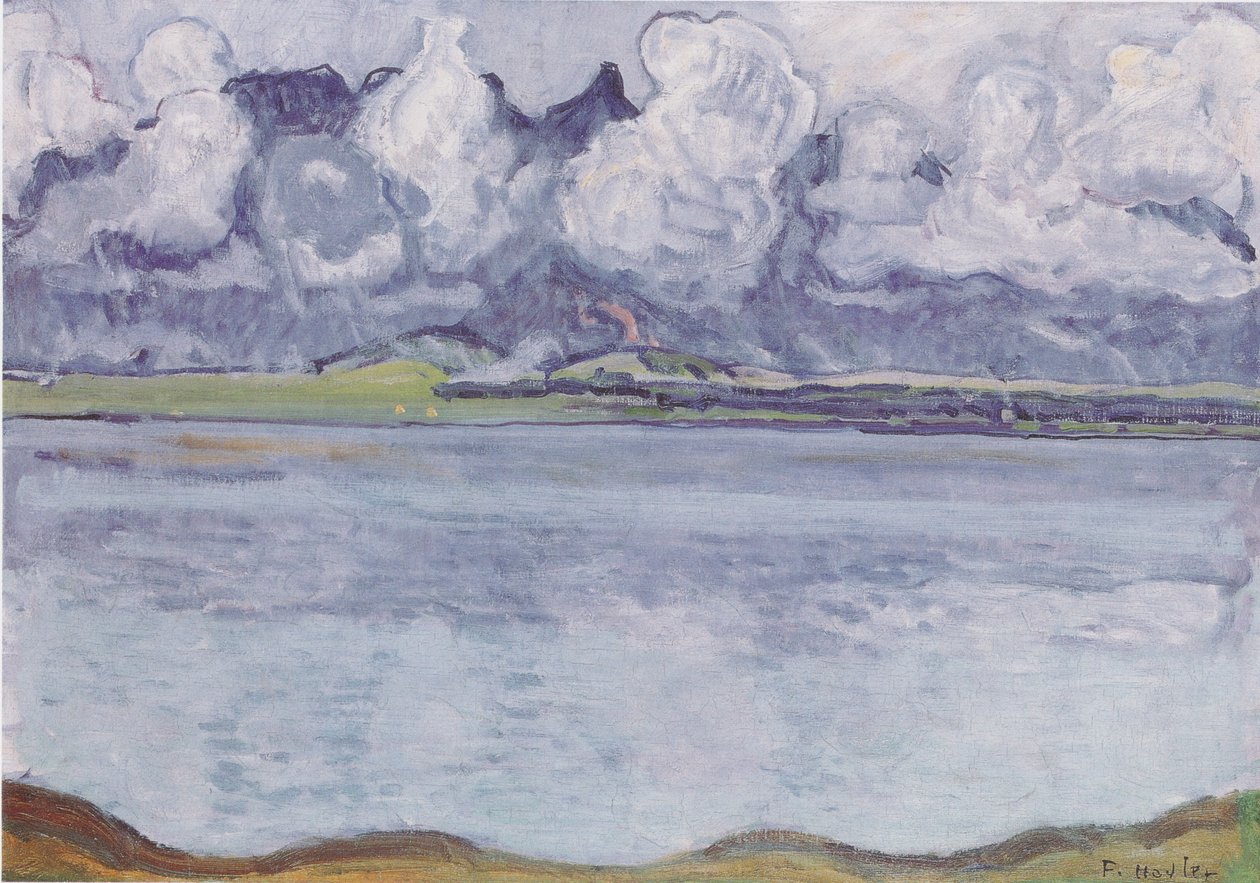 Jezioro Thun z łańcuchem Stockhorn w chmurach autorstwa Ferdinand Hodler