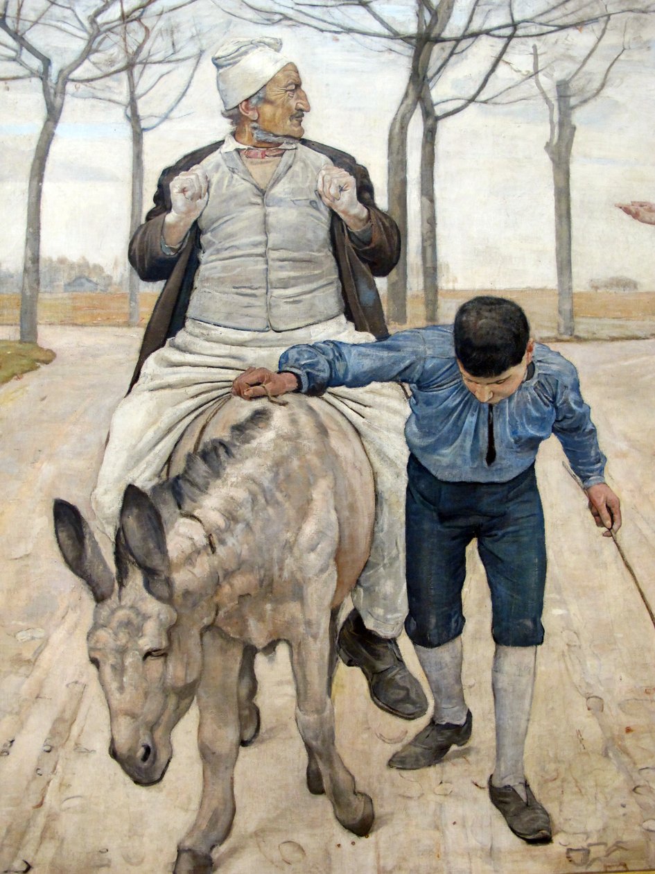 młynarz, jego syn i osioł autorstwa Ferdinand Hodler