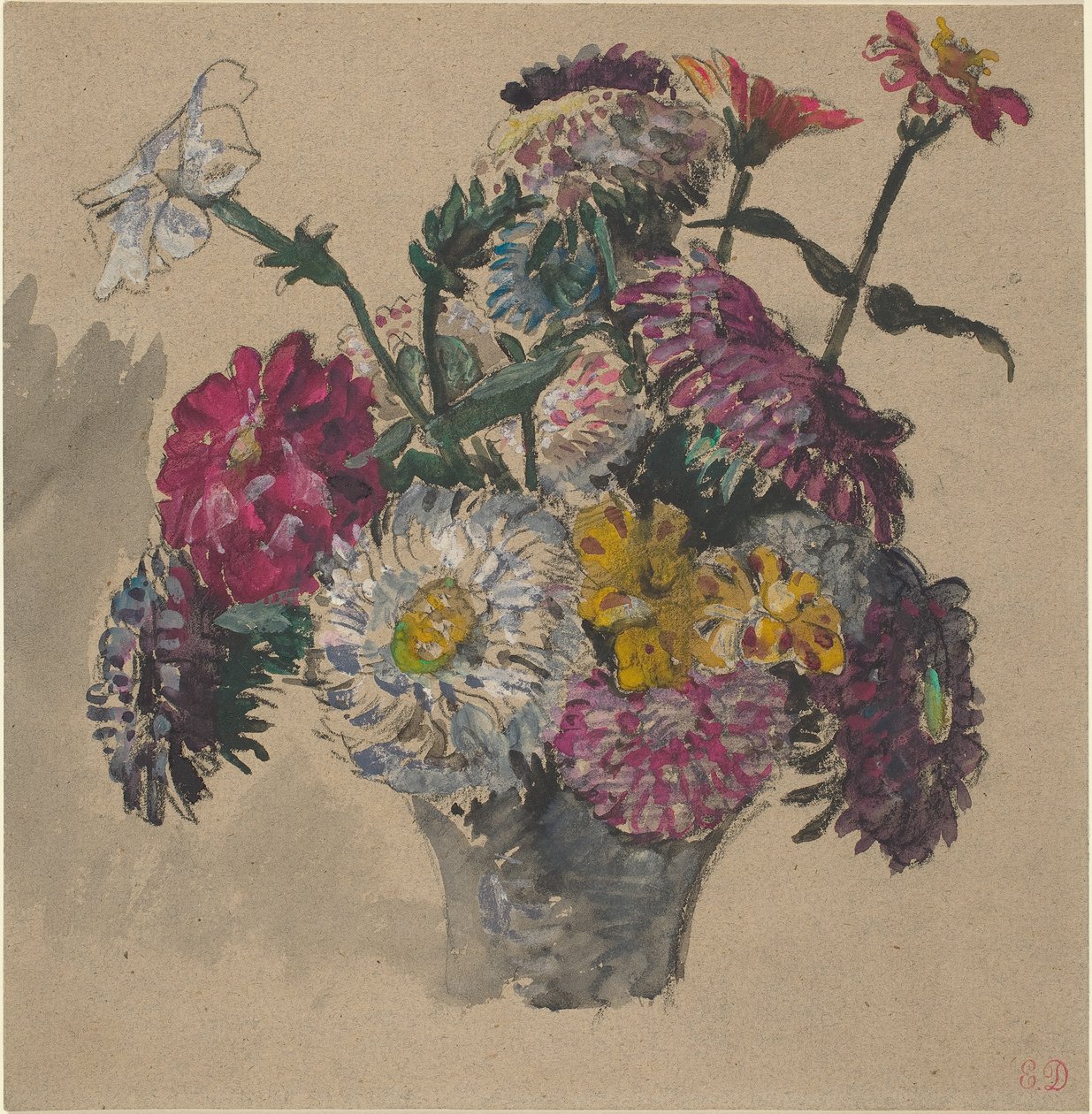 Kwiaty, 1843 (wc i gwasz na papierze) autorstwa Ferdinand Victor Eugene Delacroix