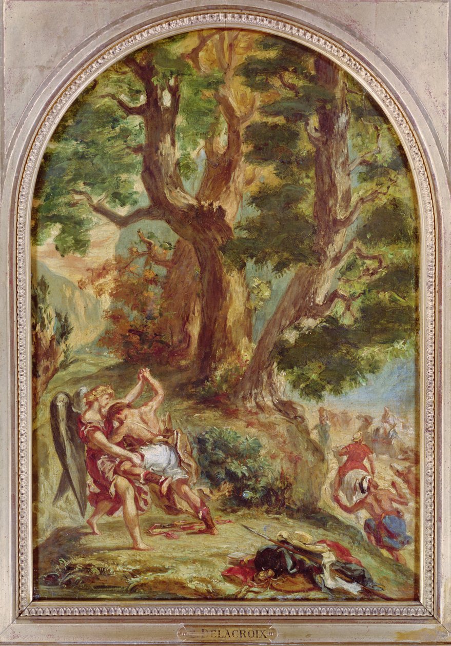 Jakub Wrestling z Aniołem, 1857 autorstwa Ferdinand Victor Eugene Delacroix