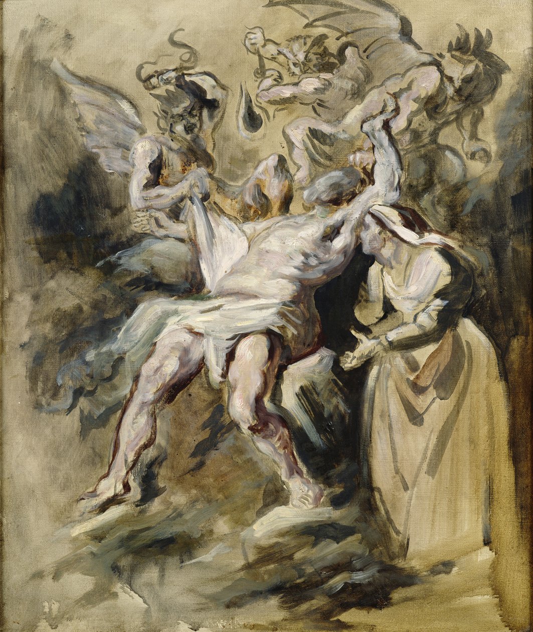Hiob dręczony przez demony autorstwa Ferdinand Victor Eugene Delacroix