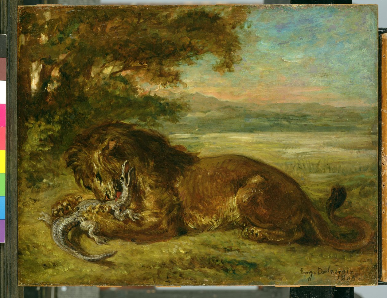 Lew i aligator, 1863 autorstwa Ferdinand Victor Eugene Delacroix