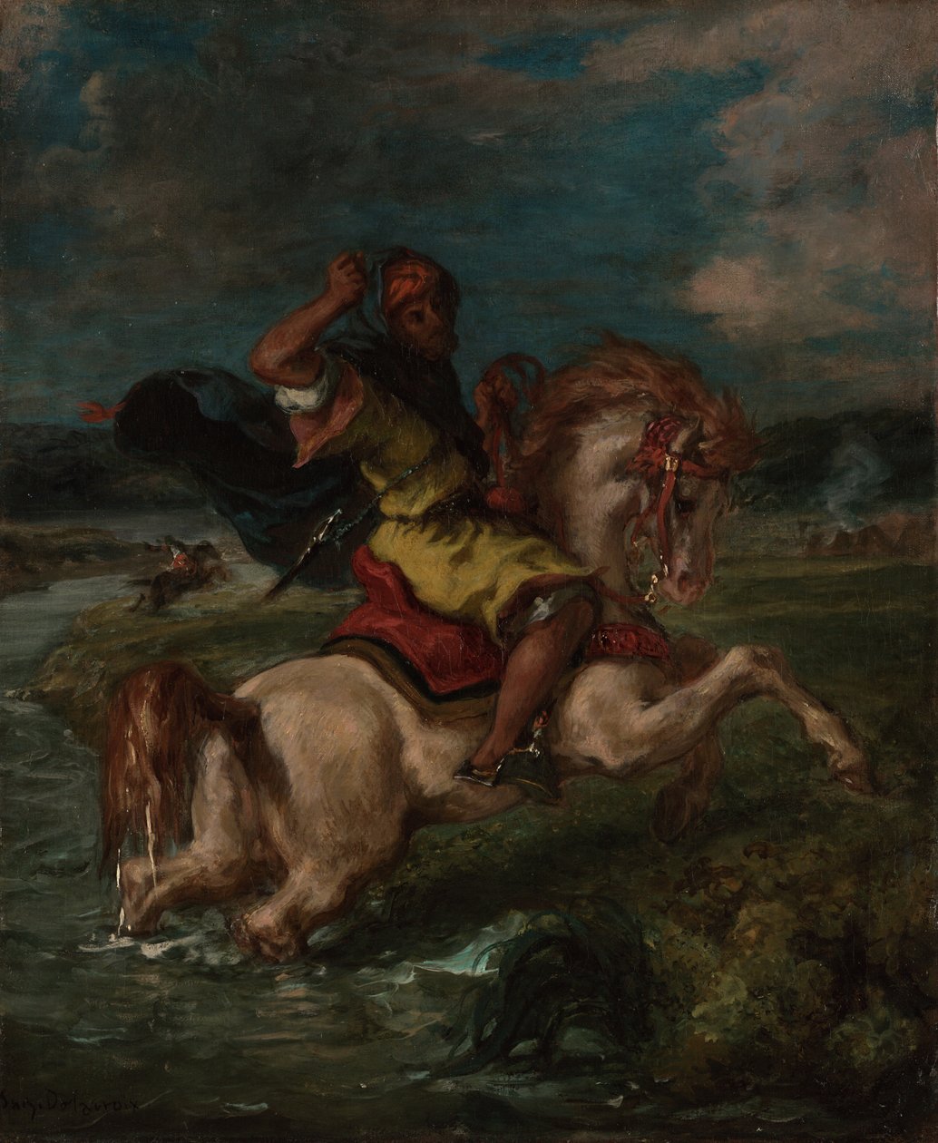 Marokański jeździec przechodzący przez bród autorstwa Ferdinand Victor Eugene Delacroix