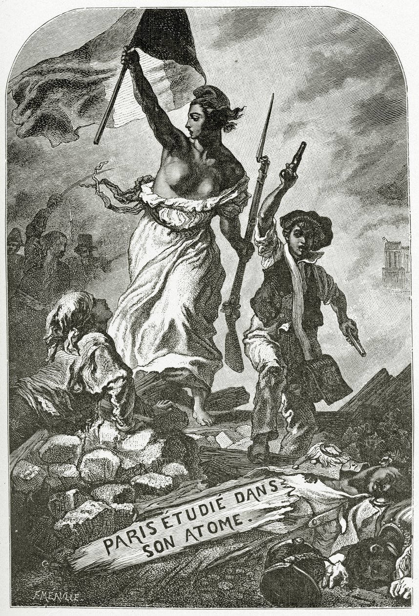 Paris Etudie dans son Atome, XIX w. (grawerunek bw) autorstwa Ferdinand Victor Eugene Delacroix