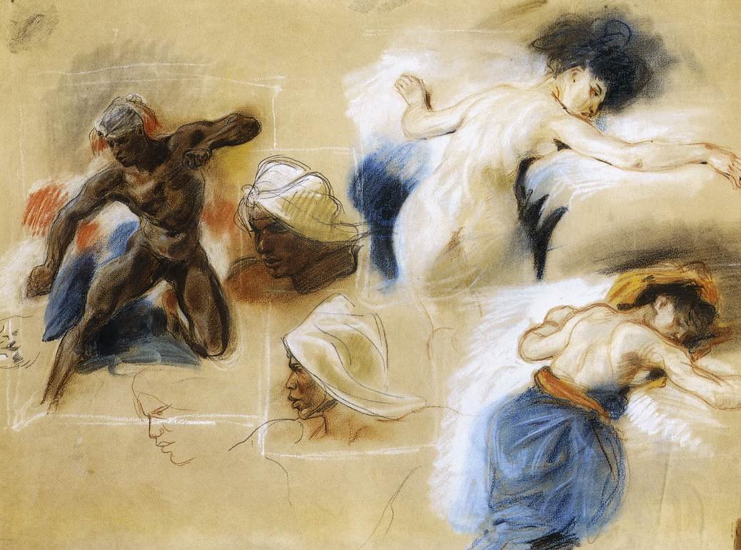 Szkic do śmierci Sardanapala autorstwa Ferdinand Victor Eugene Delacroix