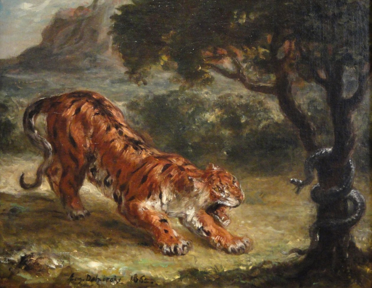 Tygrys i Wąż autorstwa Ferdinand Victor Eugene Delacroix
