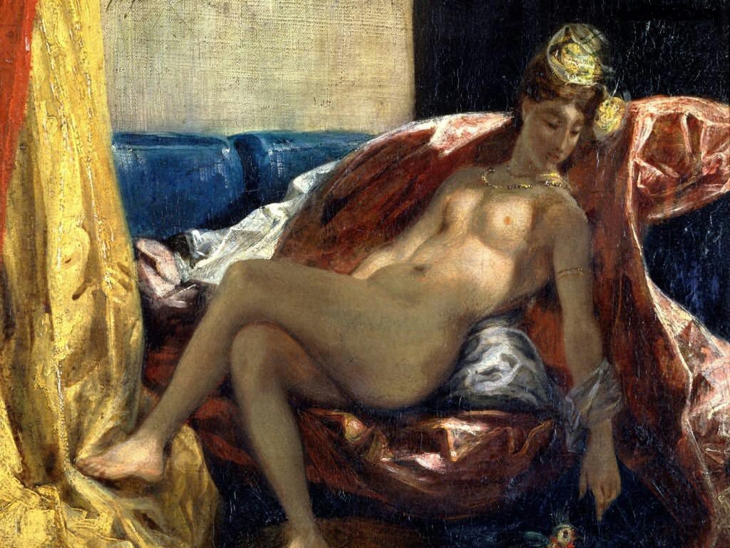 Kobieta z papugą autorstwa Ferdinand Victor Eugene Delacroix