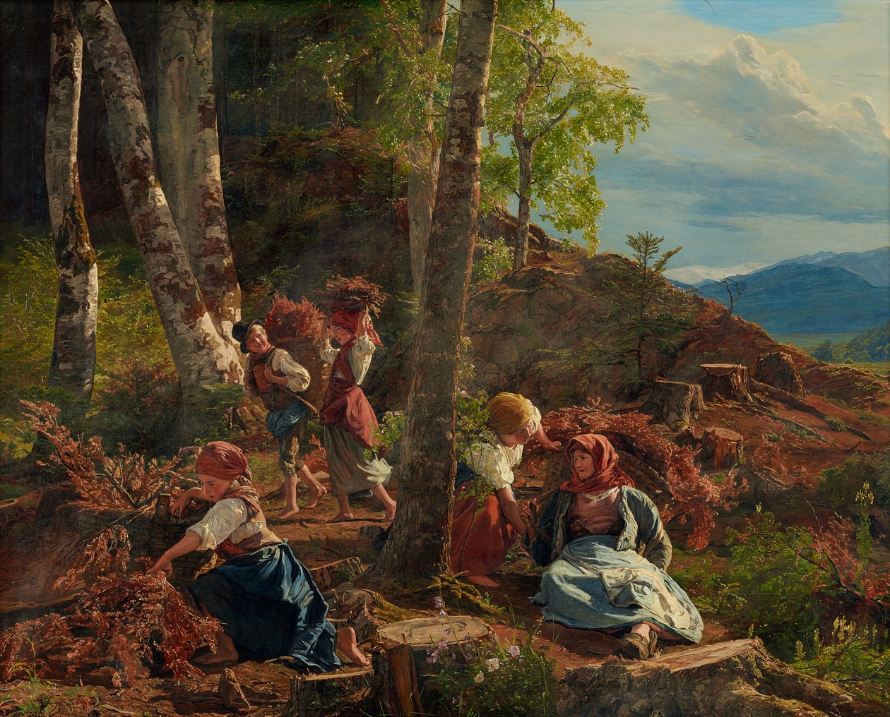 Kolekcjonerzy chrustu w Lesie Wiedeńskim autorstwa Ferdinand Georg Waldmuller