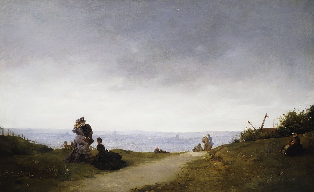 Widok na Paryż z Montmartre, autorstwa Ferdinand Heilbuth