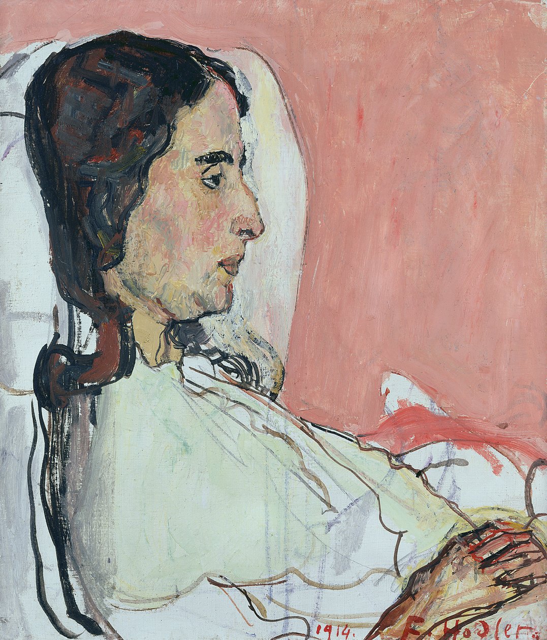 Madame Valentine Dildo Darel, chory, 1914 autorstwa Ferdinand Hodler